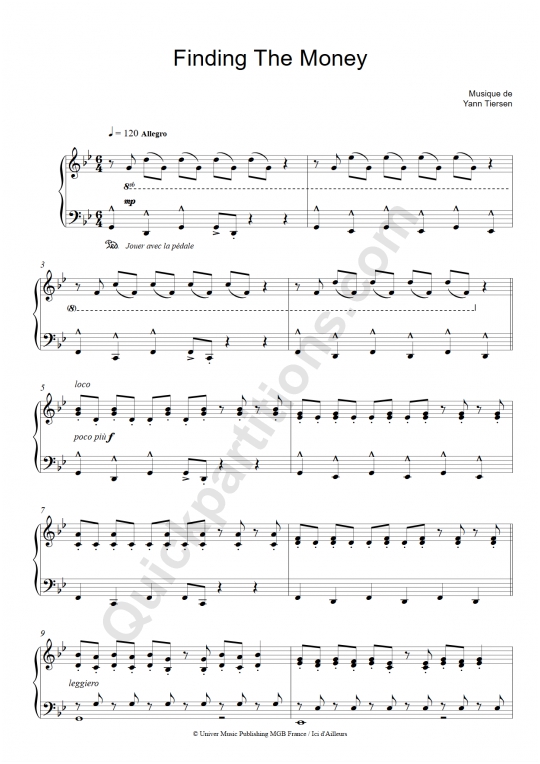 Partition piano Finding The Money - Good Bye Lenin