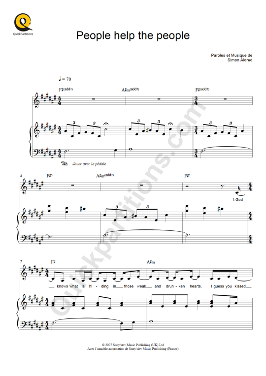 People Help People Piano Sheet Music - Birdy (Digital Sheet Music)