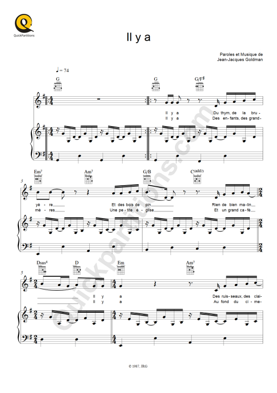 partition guitare il y a