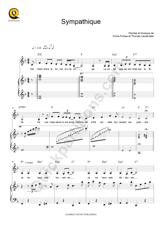 Partition piano Sympathique - Pink Martini