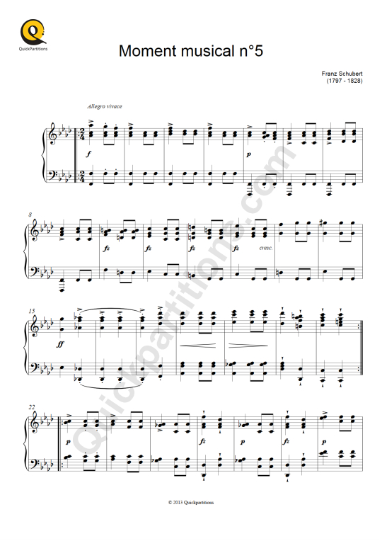 Moment musical n°5 Piano Sheet Music - Franz Schubert