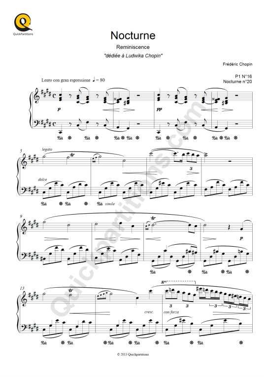 Nocturne n°20 Piano Sheet Music - Frédéric Chopin