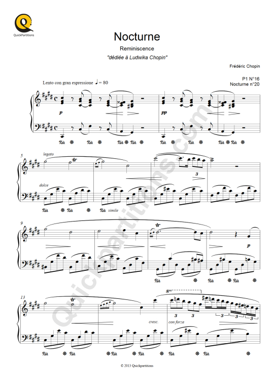 Partition piano Nocturne n°20 - Frédéric Chopin
