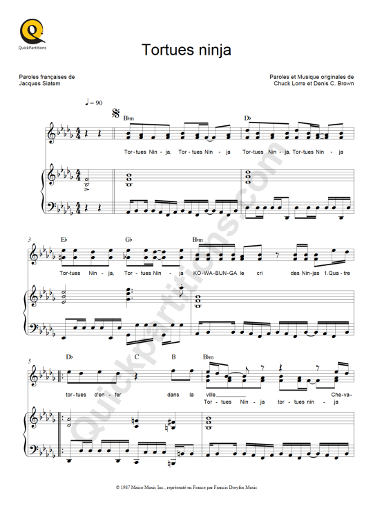 Tortues ninja Piano Sheet Music - Peter Lorne