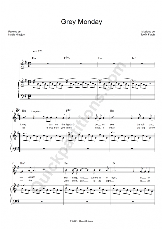 Grey Monday Piano Sheet Music - Imany
