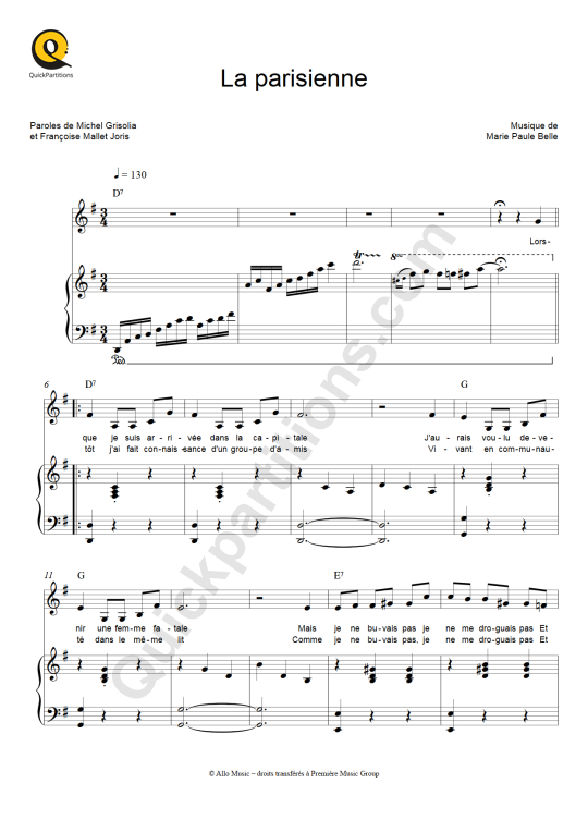La parisienne Piano Sheet Music - Marie-Paule Belle