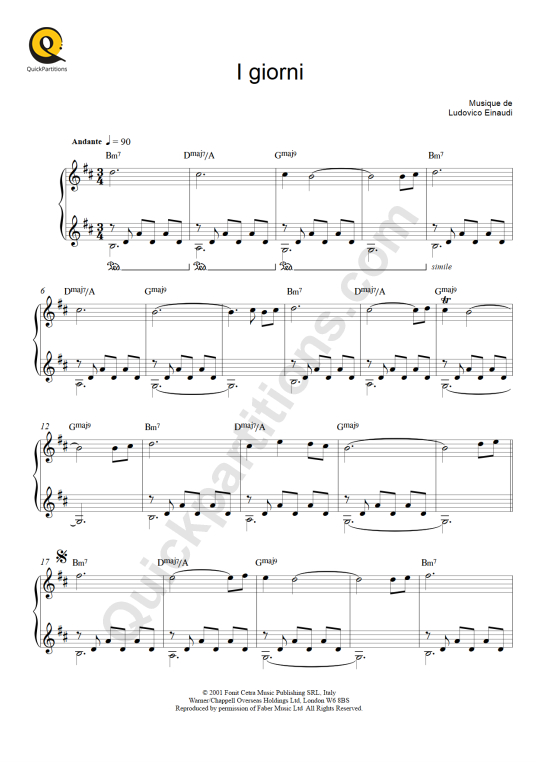 Partition piano I Giorni - Ludovico Einaudi