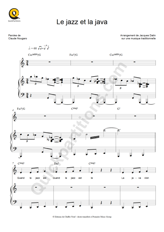 Le jazz et la java Piano Sheet Music - Claude Nougaro