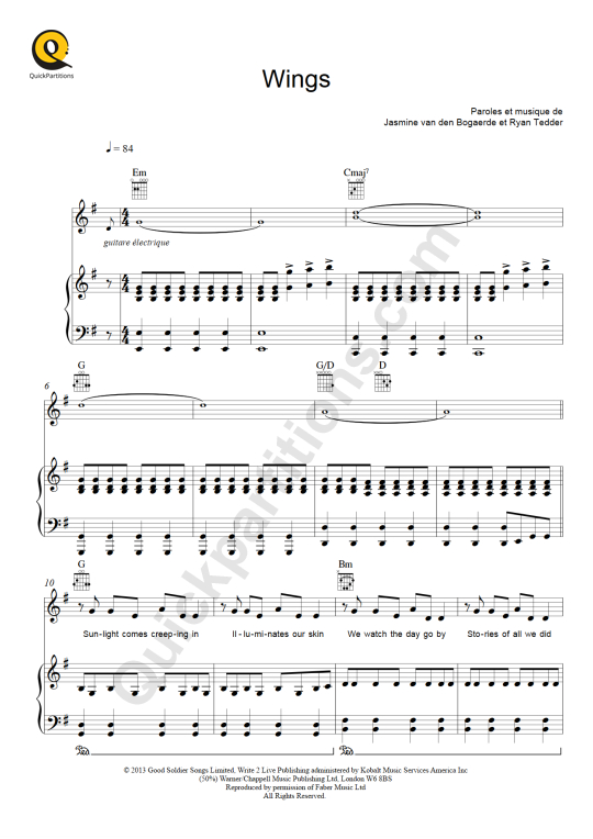 Wings Piano Sheet Music - Birdy