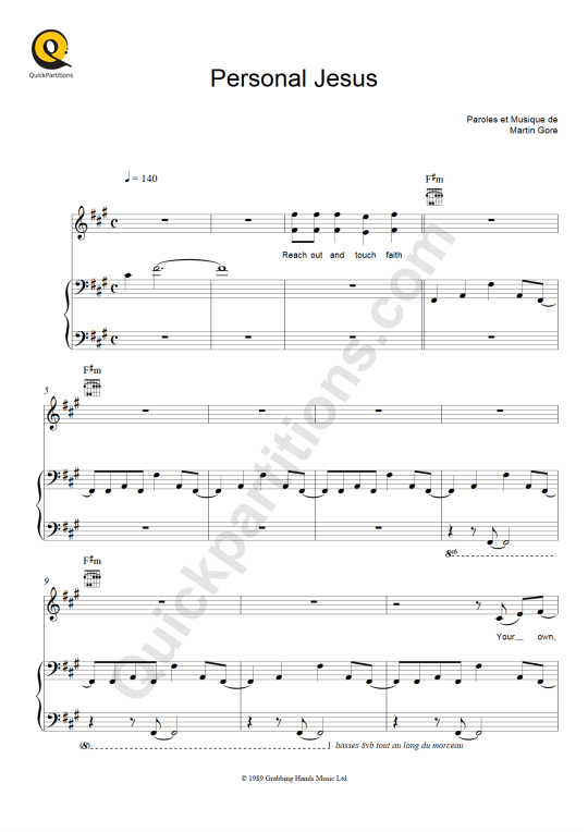 Personal Jesus Piano Sheet Music - Depeche Mode
