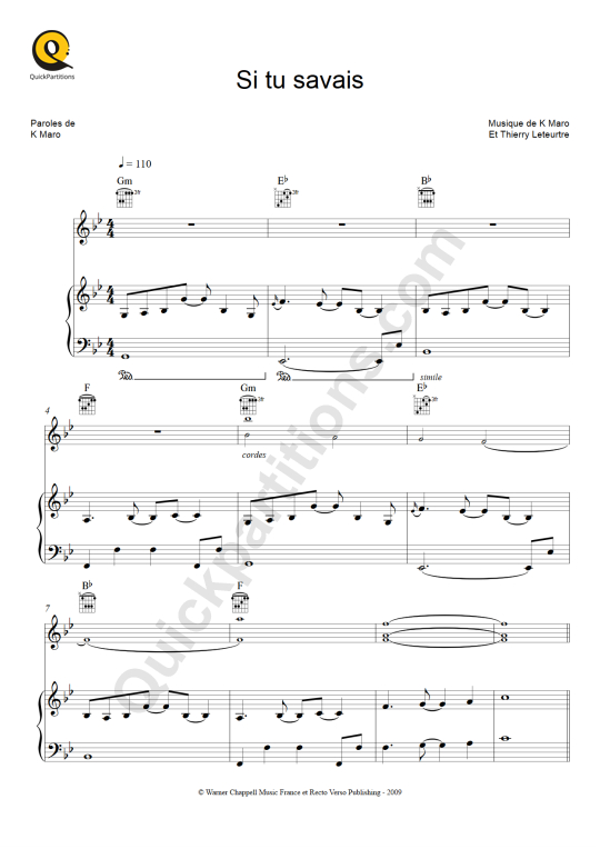 Si tu savais Piano Sheet Music - Shy'm