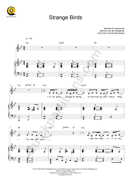 Partition piano Strange Birds - Birdy
