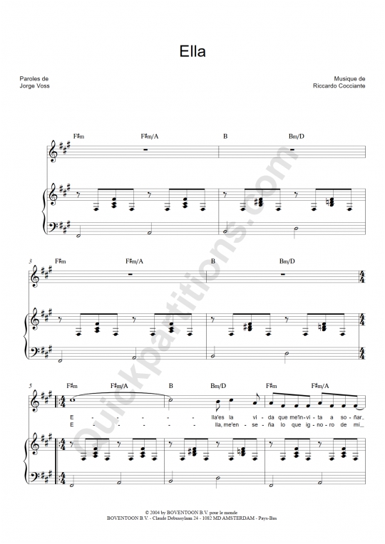 Ella Piano Sheet Music - Richard Cocciante