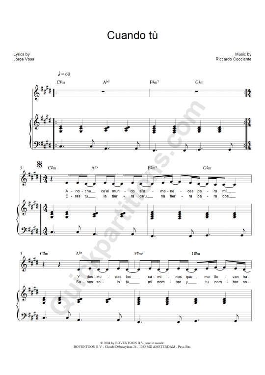 Cuando Tú Piano Sheet Music - Richard Cocciante