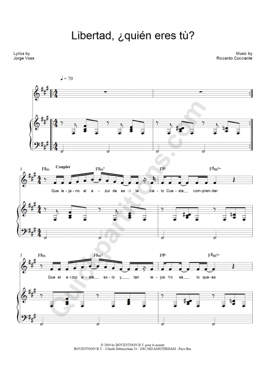 Libertad, ¿Quién Eres Tú? Piano Sheet Music - Richard Cocciante