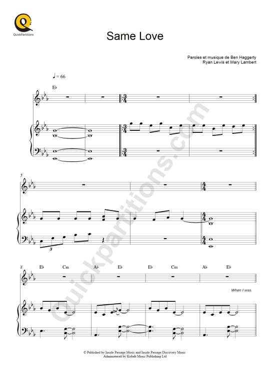 Same Love Piano Sheet Music - Macklemore