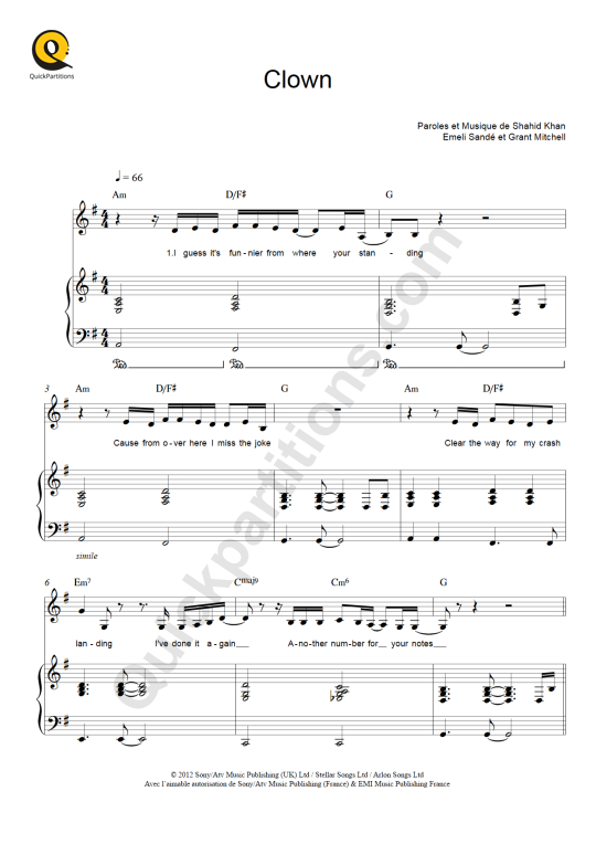 Clown Piano Sheet Music - Emeli Sandé