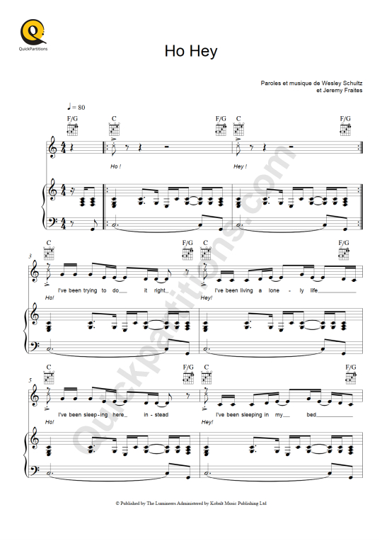 Partition piano Ho Hey - The Lumineers