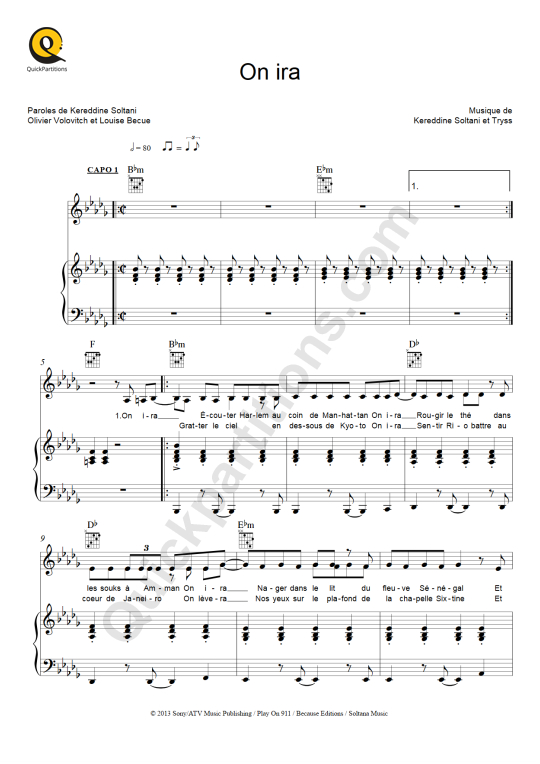 tarjeta Casa de la carretera italiano On ira Piano Sheet Music - Zaz (Digital Sheet Music)
