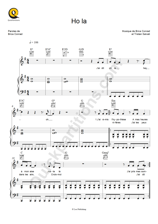Oh la Piano Sheet Music - Brice Conrad