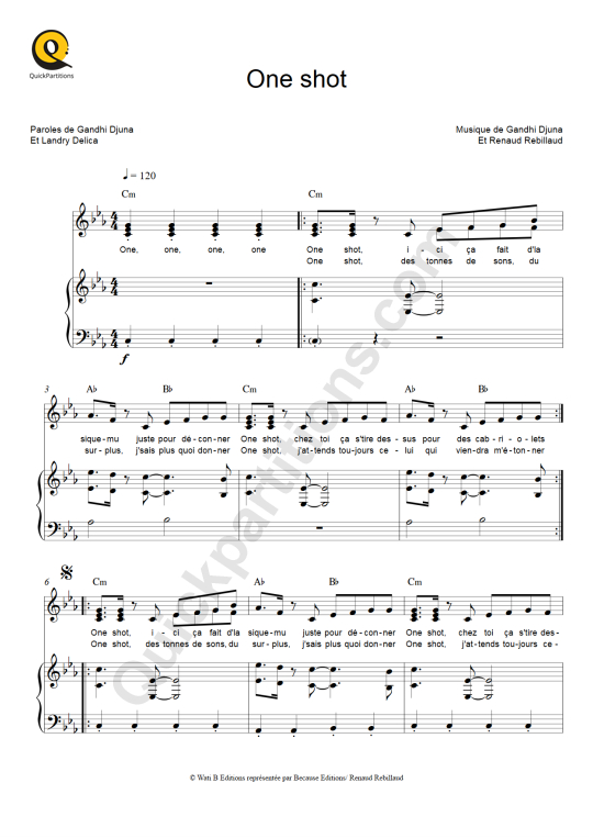 One Shot Piano Sheet Music - Maître Gims