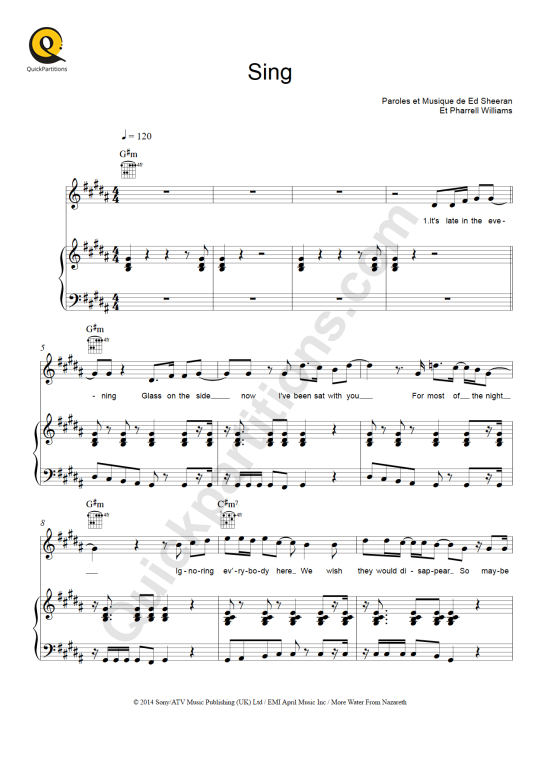 Sing Piano Sheet Music - Ed Sheeran