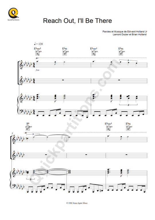 Partition piano Reach Out, I'll Be There - Four Tops