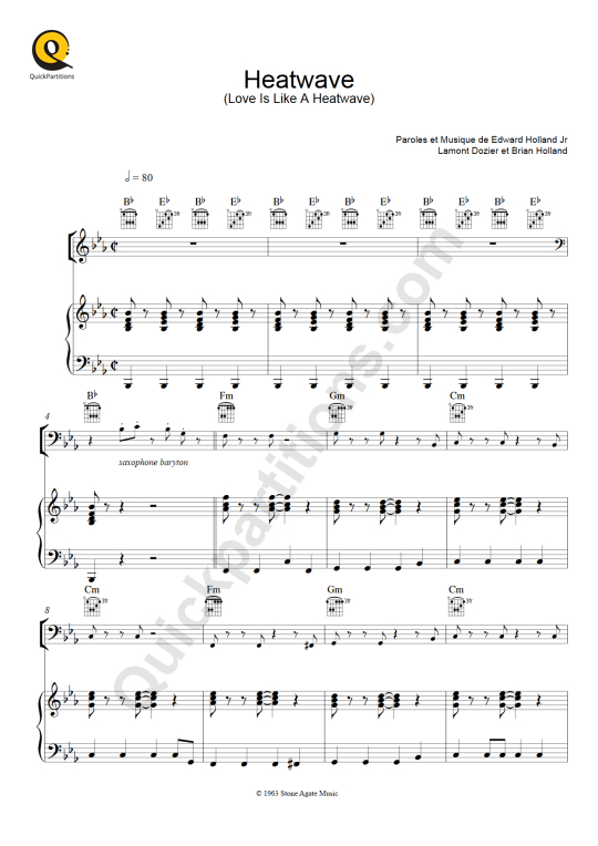 Heatwave Piano Sheet Music from Martha and The Vandellas