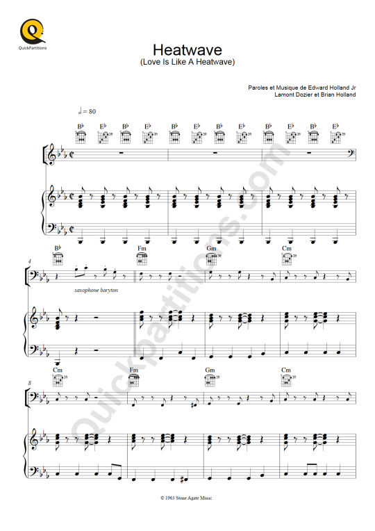 Partition piano Heatwave - Martha and The Vandellas