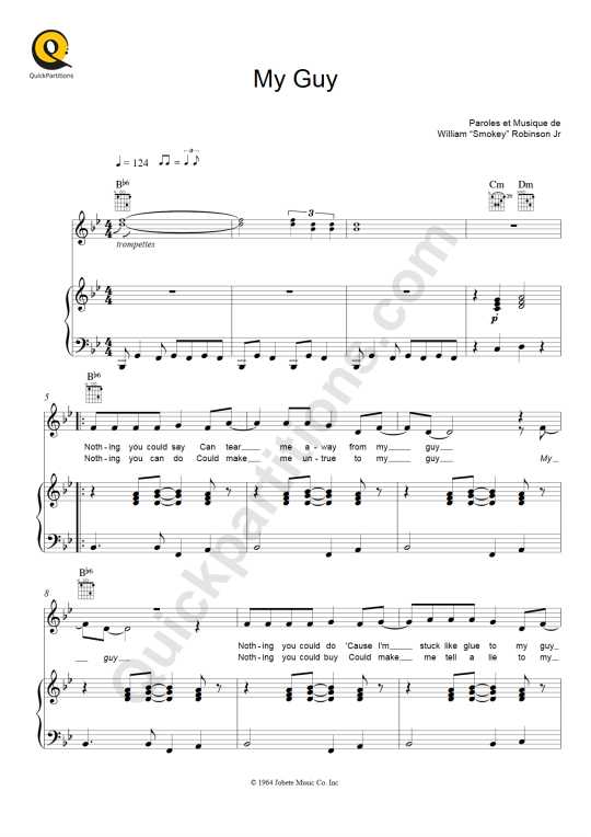 Partition piano My Guy - Mary Wells