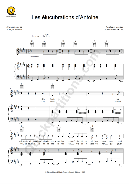 Partition piano Les élucubrations d'Antoine - Antoine