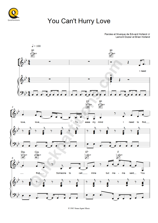 You Can't Hurry Love Piano Sheet Music - The Supremes