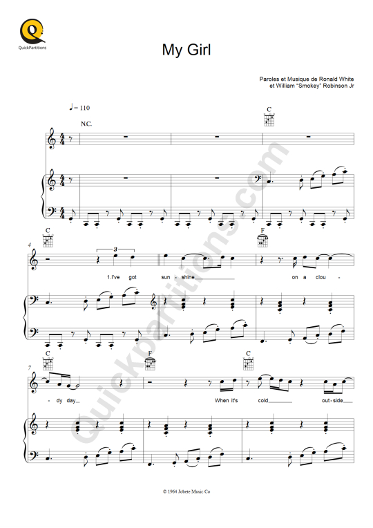 Partition piano My Girl - The Temptations