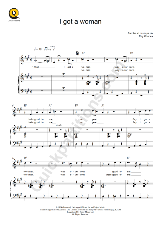 I Got A Woman Piano Sheet Music - Ray Charles