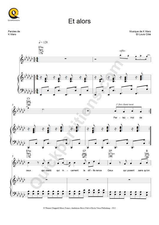 Partition piano Et alors - Shy'm