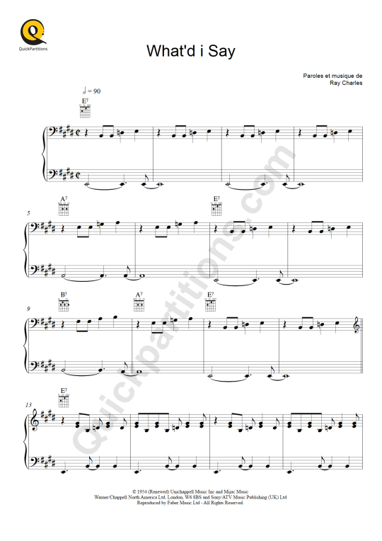 What'd I Say Piano Sheet Music - Ray Charles