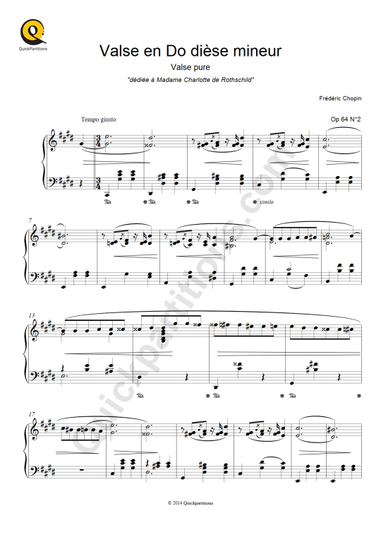 Partition piano Valse op64 n°2 - Frédéric Chopin