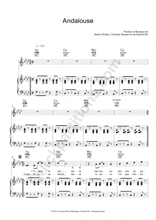 partition guitare kendji andalouse