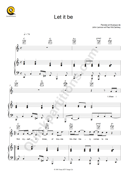 Let It Be Piano Sheet Music - The Beatles