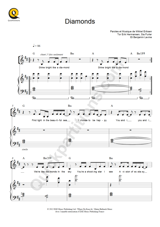 Diamonds Piano Sheet Music - Josef Salvat