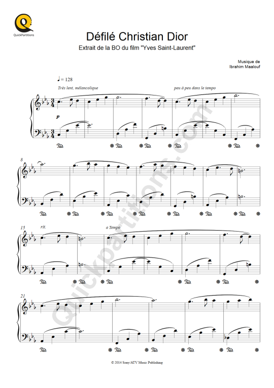 Défilé Christian Dior Piano Sheet Music - Ibrahim Maalouf