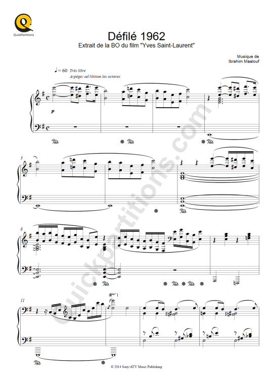 Partition piano Défilé 1962 - Ibrahim Maalouf