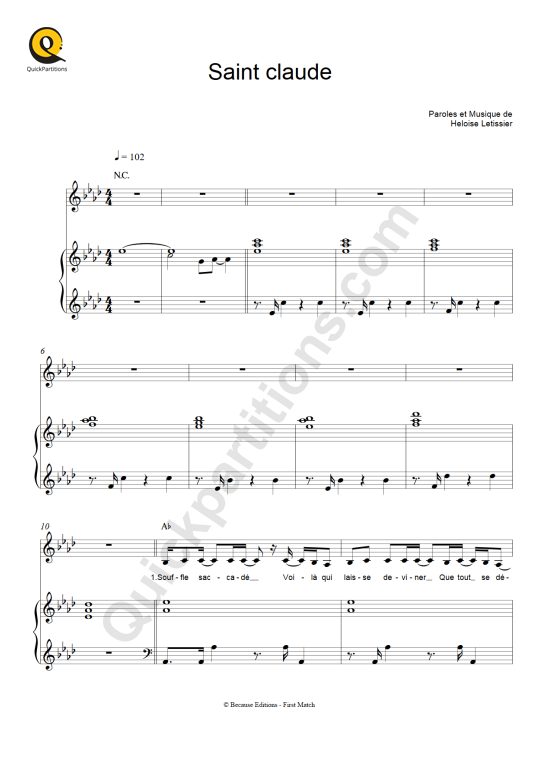 Partition piano Saint Claude - Christine and the queens