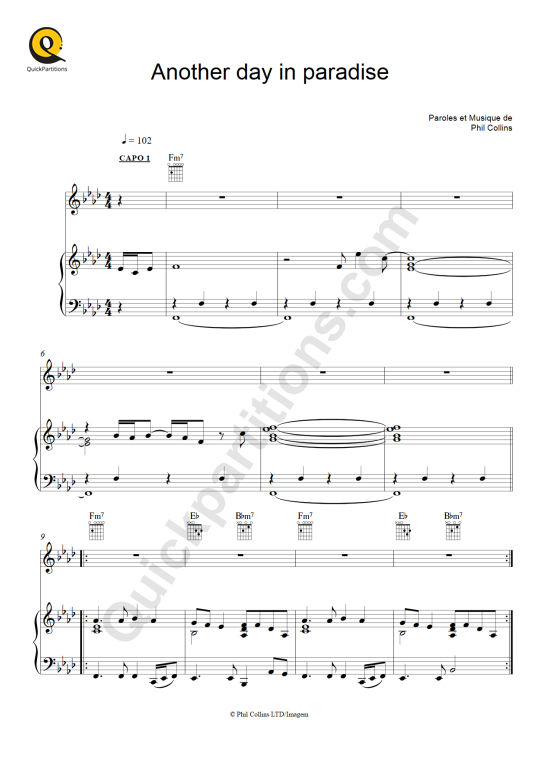 Another Day In Paradise Sheet Music | Phil Collins | Easy Lead Sheet / Fake  Book