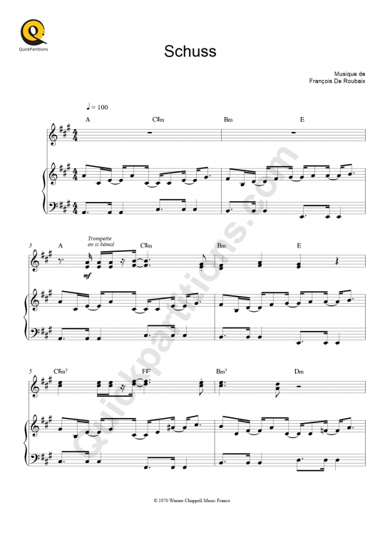 Schuss Piano and Solo Instrument Sheet Music - François De Roubaix