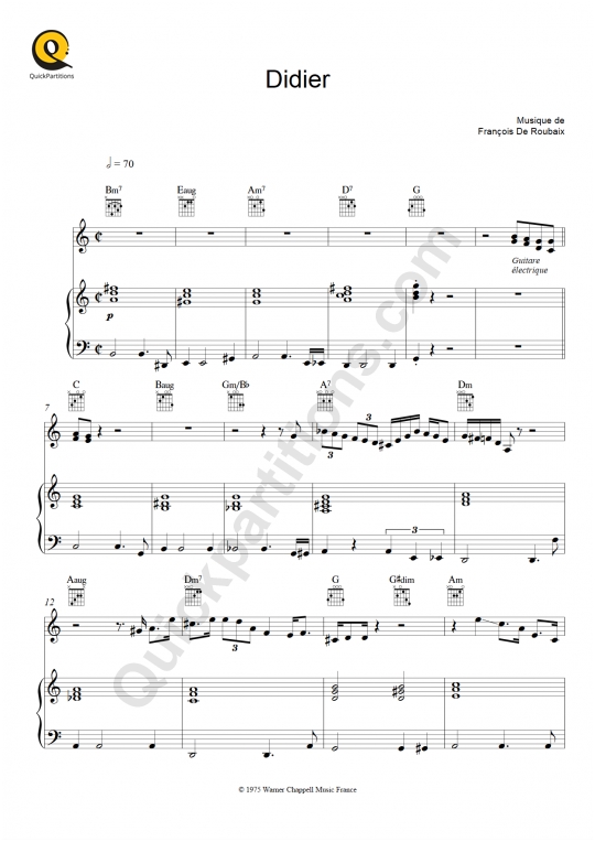 Partition piano et instrument soliste Didier - François De Roubaix