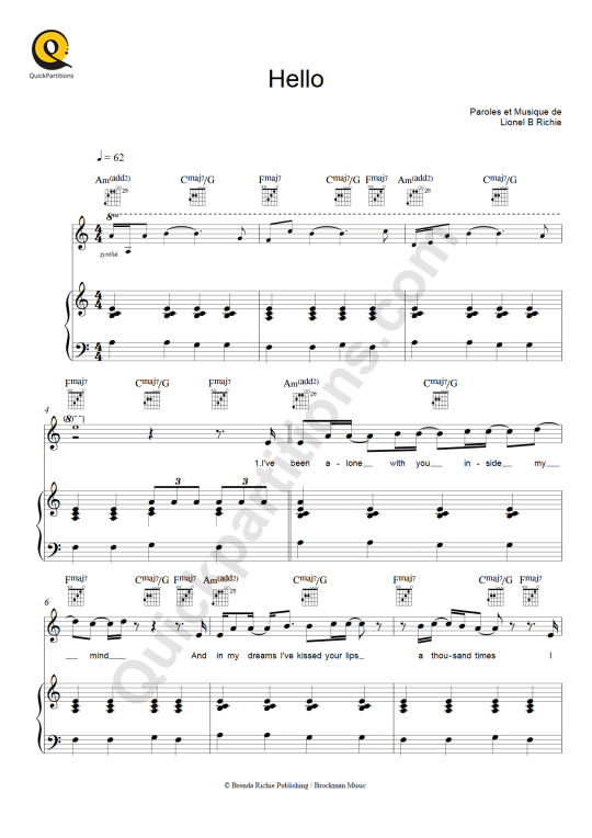 Hello Piano Sheet Music - Lionel Richie