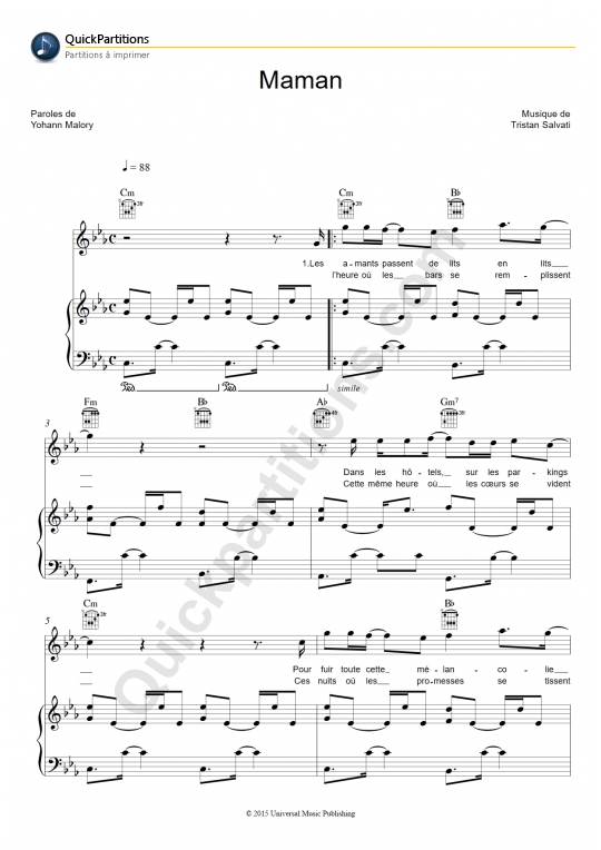 Partition piano Maman - Louane