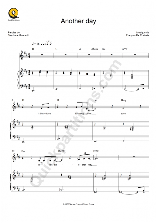 Partition piano Another Day - Stéphane Guerault