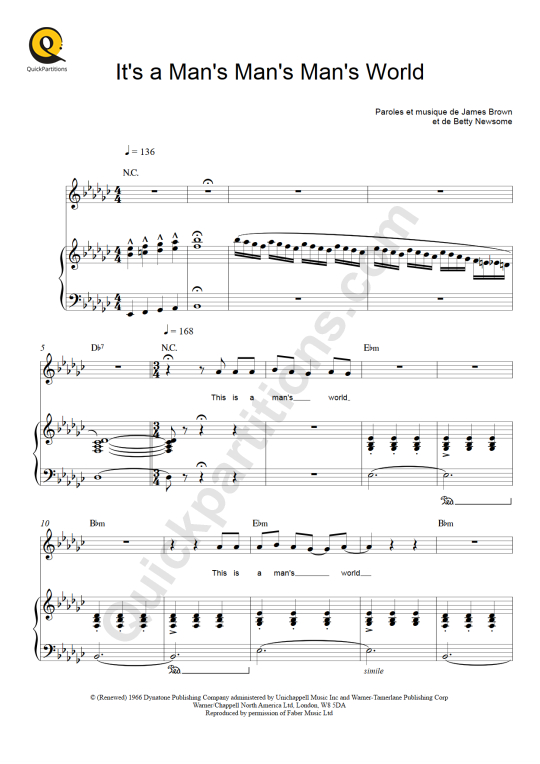 It's a Man's Man's Man's World Piano Sheet Music - James Brown